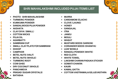 Shri Mahalakshmi Puja Kit/Diwali Puja Kit/Vaibhav Lakshmi Kit - 40 + items included